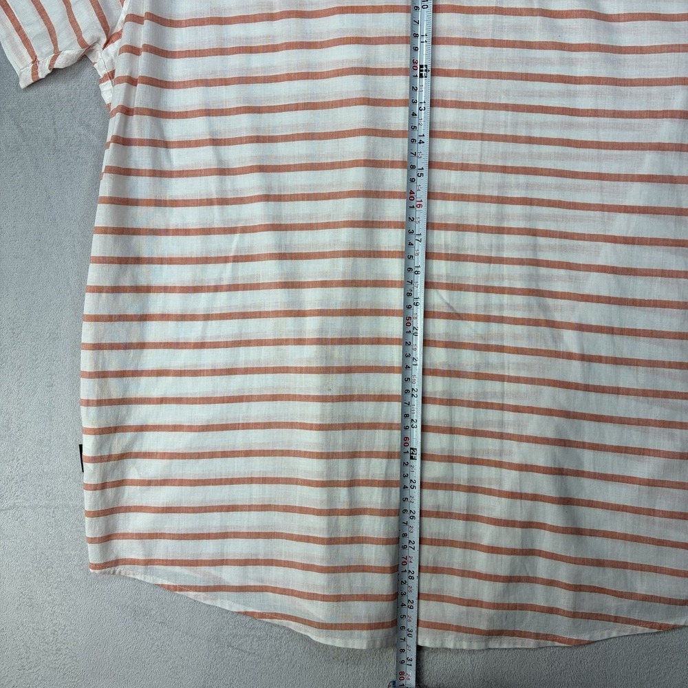 Patagonia Men's Shirt Size XL  Orange Organic Cotton Short Sleeve Shirt Striped - Picture 7 of 10